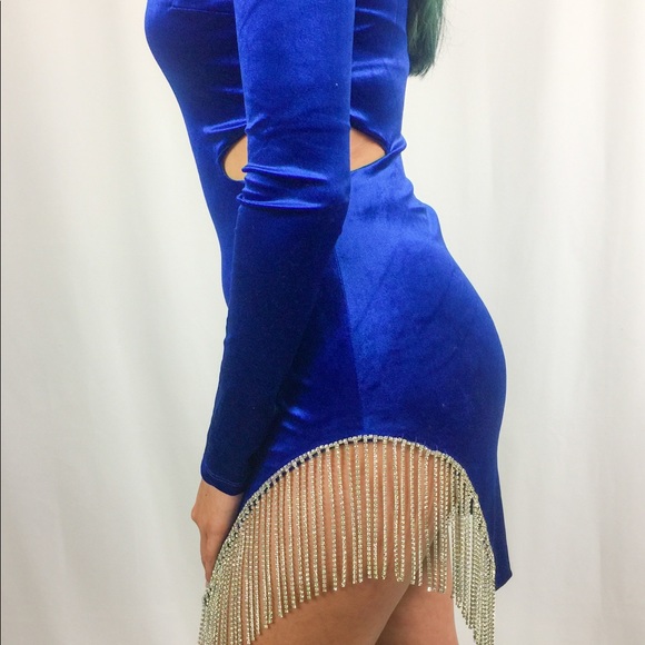 Royal Blue Rhinestone Dress - Picture 5 of 6